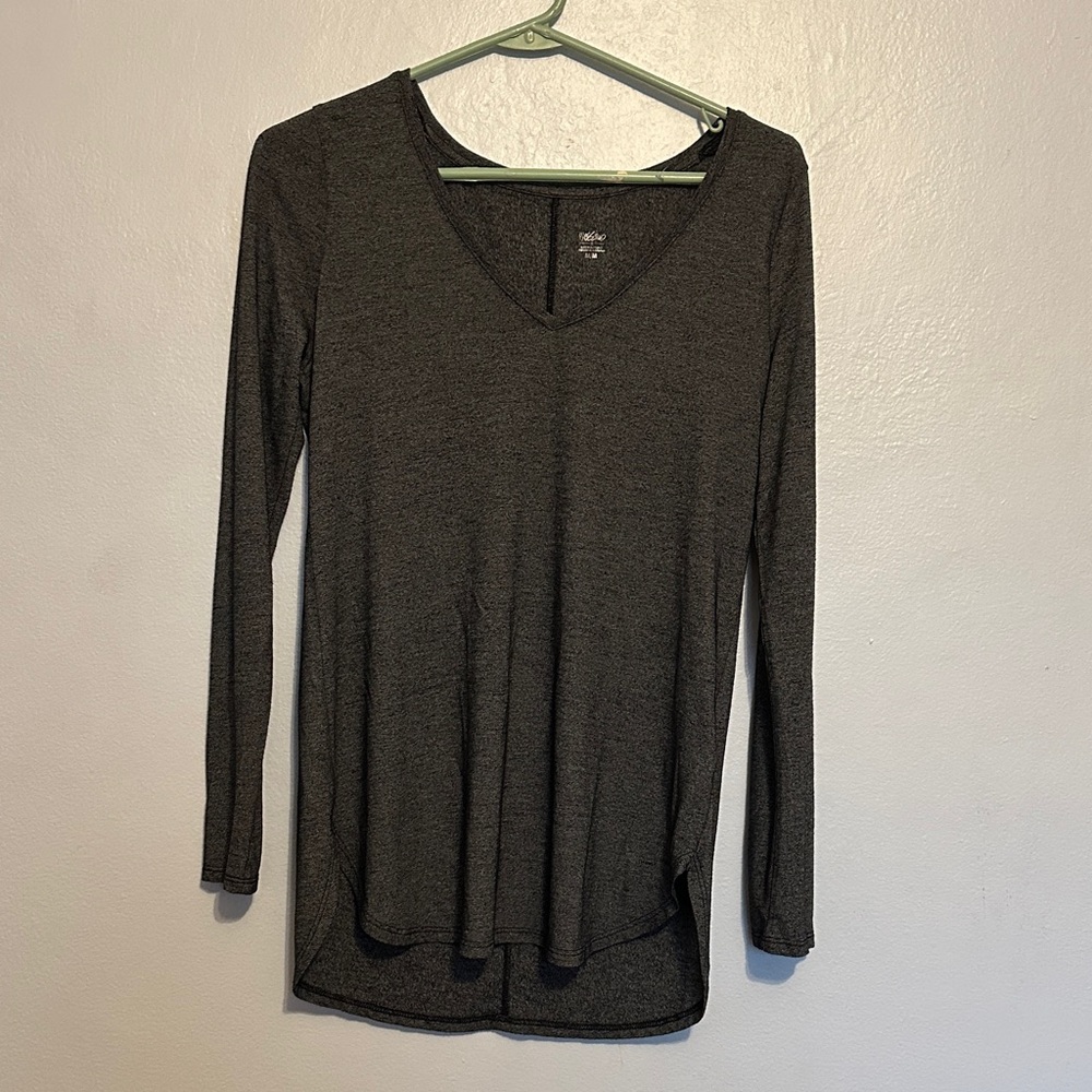 Charcoal Long Sleeve V-Neck Top
